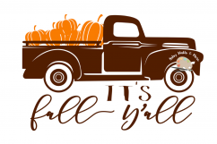 It's Fall Y'all svg cut file vintage fall pumpkin truck svg Product Image 1