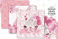 Roses Heart Valentine design digital paper pack Product Image 2