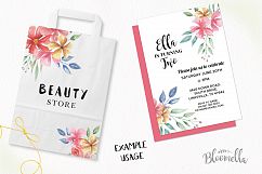 Bouquets Watercolor Floral Pink Whirl Flowers Peach Leaves Product Image 3