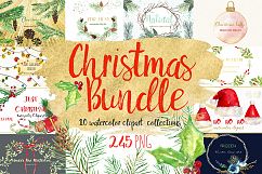 Christmas watercolor clipart bundle Product Image 1
