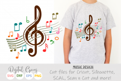 Treble clef with music notes SVG / DXF / EPS / PNG files Product Image 1