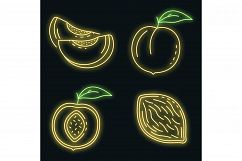 Peach icons set vector neon Product Image 1