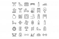 Morning gym time icons set, outline style Product Image 1