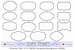 Silver frames. Clip art. Glitter silver frames. Product Image 1