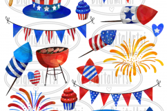Watercolor July 4th Clipart Product Image 2