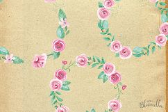 Rose Garden Watercolor Flower Pink Clipart Floral Frames Patterns Package Product Image 8