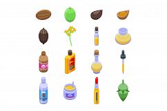 Jojoba icons set, isometric style Product Image 1