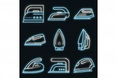 Smoothing-iron icons set vector neon Product Image 1