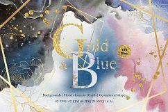 Gold and Blue Watercolor and Vector set SVG PNG EPS JPG Product Image 1