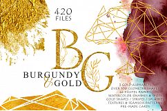 Burgundy &amp; Gold Watercolor Graphic Set Product Image 1