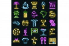 Brazil icons set vector neon Product Image 1