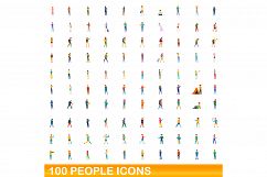 100 people icons set, cartoon style Product Image 1