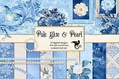 Pale Blue and Pearl Digital Scrapbooking Kit Product Image 1