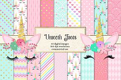 Unicorn Faces Digital Paper Product Image 1