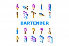 Bartender Accessory Collection Icons Set Vector Product Image 1