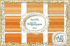 18 Digital Papers - Orange Tangerine with Gold Glitter - Mermaid Scale Tail Digital Paper, Mermaids Scales  : JPEG files 12X12  Product Image 1