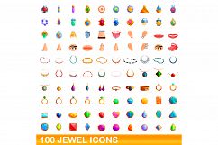 100 jewel icons set, cartoon style Product Image 1