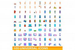 100 universal icons set, cartoon style Product Image 1