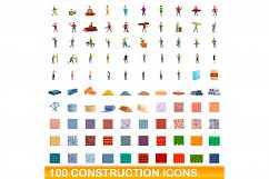 100 construction icons set, cartoon style Product Image 1