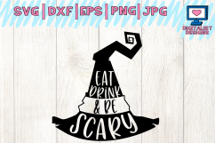 halloween, eat drink and be scary, witch hat, svg Product Image 1