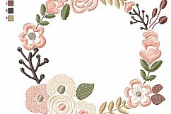 Floral Wreath Font Frame Monogram Design - EMBROIDERY DESIGN FILE - Instant download - Vp3 Hus Dst Exp Jef Pes formats 5 sizes 3,4,5,6,7inch Product Image 9