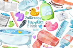 Watercolor Bathroom Supplies Clipart Product Image 1
