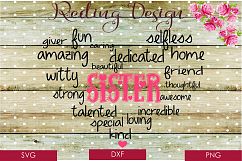 Sister Word Heart SVG DXF PNG Digital Cut Files Product Image 1