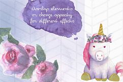 Hand painted Chubby Unicorn Party Clipart Product Image 3