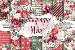 Champagne and Wine Digital paper pack Product Image 1