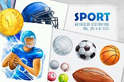 Sport. Watercolor illustrations. Product Image 1