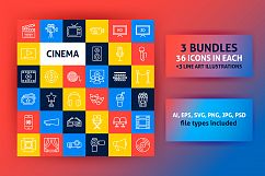 Cinema Line Art Icons Product Image 1