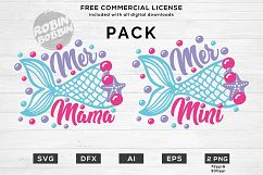 Mermaid Mama and Mini Pack Mermaid SVG Design for T-Shirt Product Image 1
