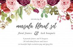 Watercolor Marsala Roses &amp; Foliage Product Image 1