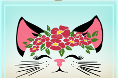 Cat Face With Flowers Svg Dxf Eps Png Svg Files For Cricut Product Image 3