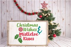 Christmas Wishes &amp; Mistletoe Kisses SVG - Christmas Cut File Product Image 3