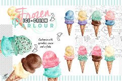 Watercolour Ice creams and Girl Graphics Product Image 4