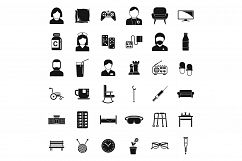 Active nursing home icons set, simple style Product Image 1