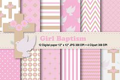 Girl Baptism Digital Paper, Baptism Digital Paper, Baptism Background, Girl Digital Paper, Girl First Communion, Holy Cross digital paper.   Product Image 1