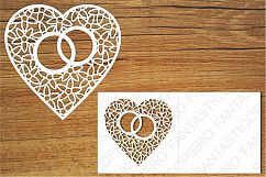 Heart with wedding rings SVG files for Silhouette Cameo and Cricut. Wedding invitation svg cutting, Wedding card svg template and clipart. Product Image 1