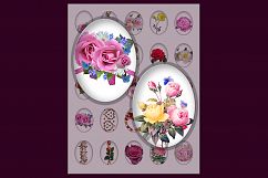 Oval Printable Flowers, Flowers Digital Gollage Sheet Product Image 2