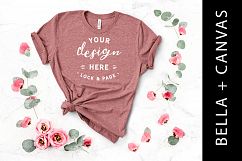 Heather Mauve Bella Canvas 3001 Floral T-Shirt Mockup Roses Product Image 1