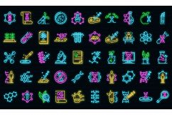 Genetic engineering icons set vector neon Product Image 1