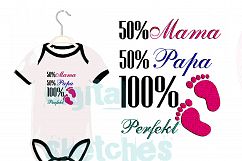 German Saying 50 Mama 50 Papa 100 Prozent Perfekt Embroidery Product Image 1