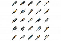 Soldering iron icons set, outline style Product Image 1