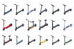 Electric scooter icons set, isometric style Product Image 1