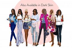 Fashion illustration clipart - Coffee Girls 4 - Light Skin Product Image 8