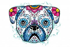 Puppy Calavera Tattoo Style Vector Product Image 3