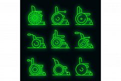 Wheelchair icons set vector neon Product Image 1