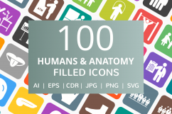 100 Humans &amp; Anatomy Filled Round Corner Icons Product Image 1