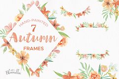 Watercolor Autumn Fall Floral Frames Flowers Peach Borders Product Image 1